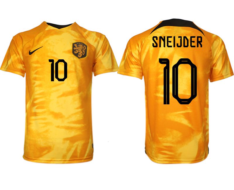 Cheap Men 2022 World Cup National Team Netherlands home aaa version yellow 10 Soccer Jersey